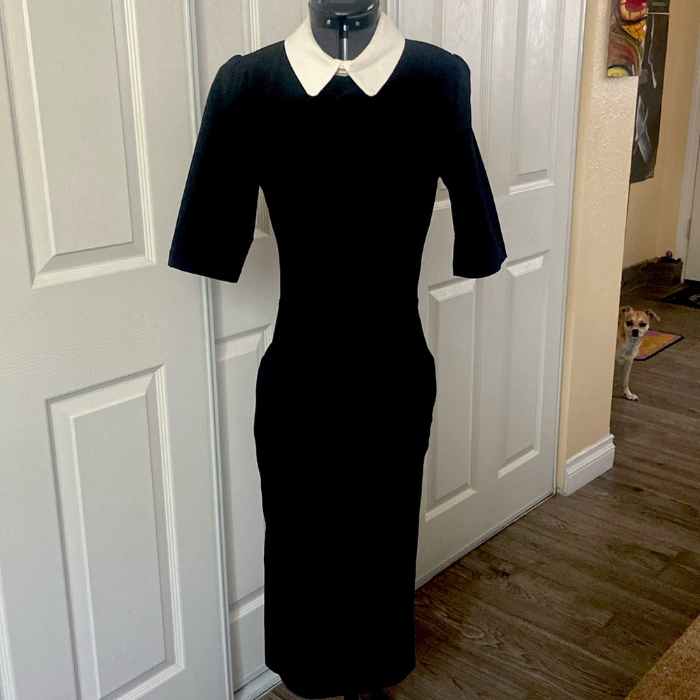 Wednesday Addams Halloween Fitted Pinup Dress Tim Burton/ Goth